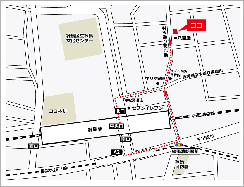 練馬区のしんむら歯科医院への地図